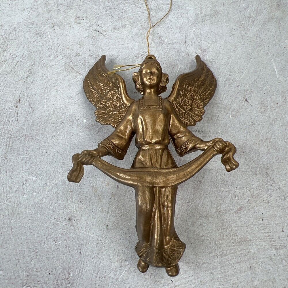 Vintage Gold Tone Cherub Angel Christmas Ornaments 3.5”‎